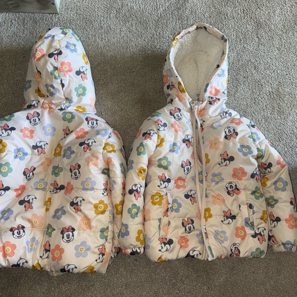 Disney Kids Puffer Jacket - Cream with Floral and Character Print - Picture 4 of 10